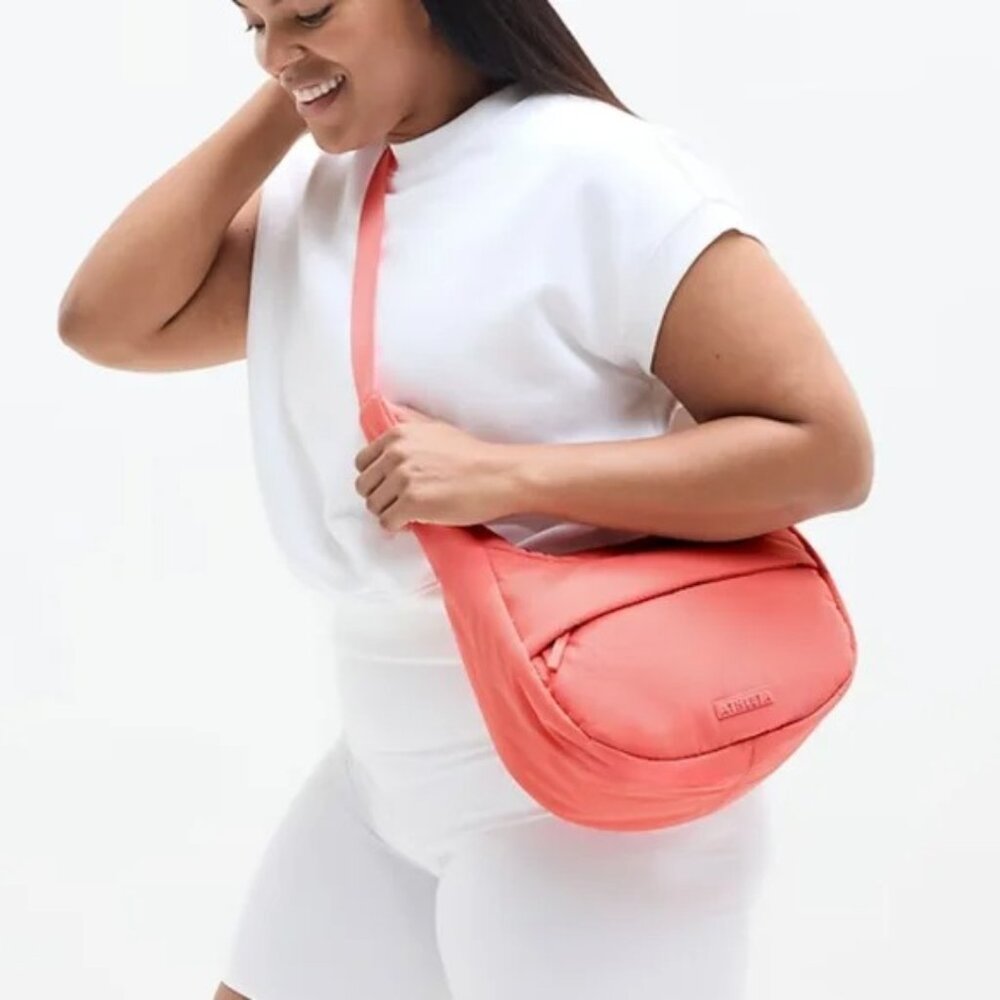 NEW Athleta All About Small Crossbody Hobo Bag Purse (Mimosa Pink) NWT Coral